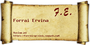 Forrai Ervina névjegykártya